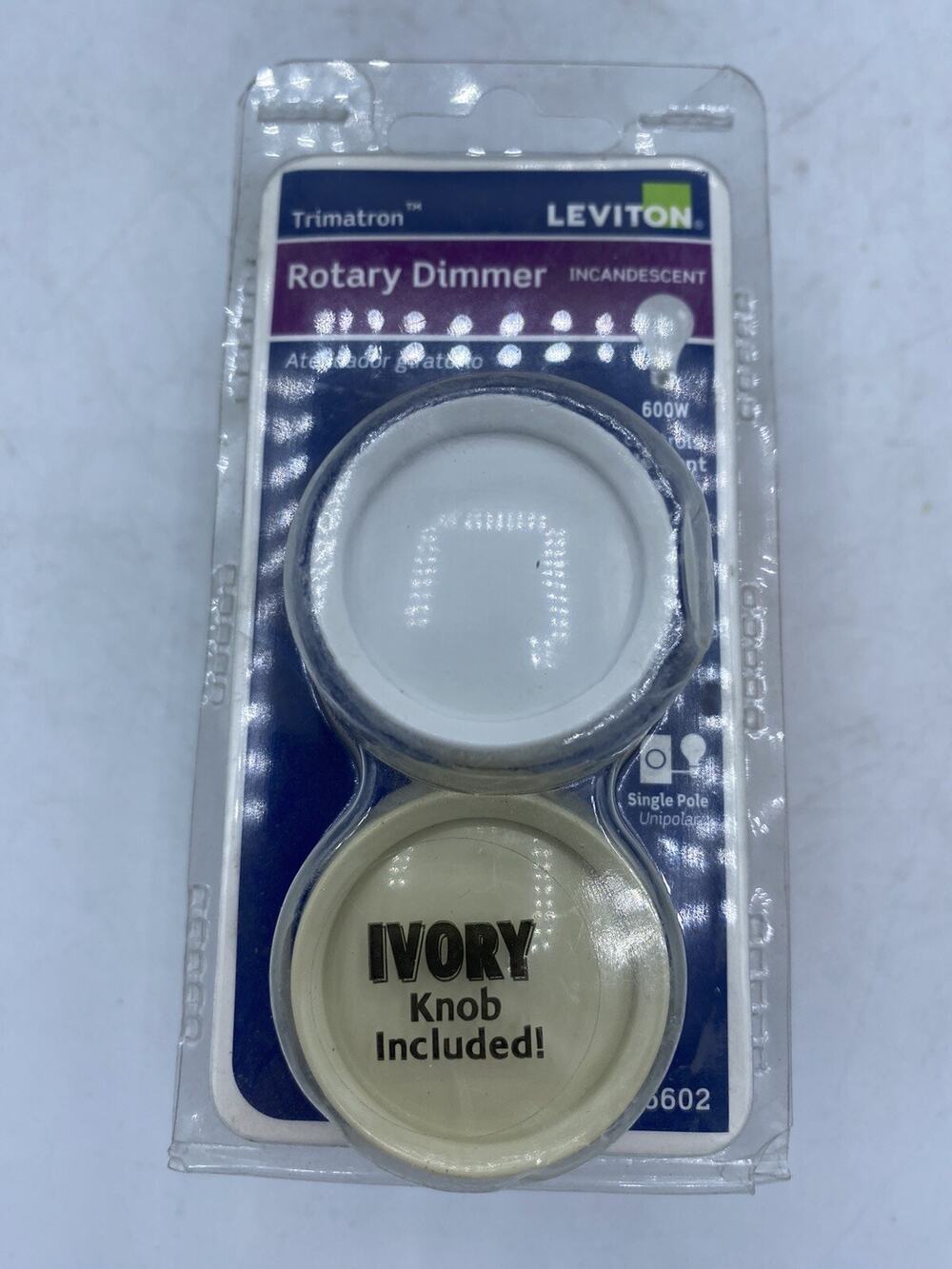 New Leviton 6683-IW 3-Way Push Dimmer Ivory/white 600 Watt NEW